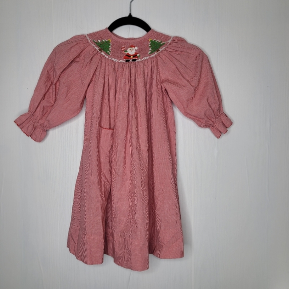 Amanda remembered Girl Sz 4T Christmas dress Smocked Neck Handmade Clothing - Picture 3 of 14